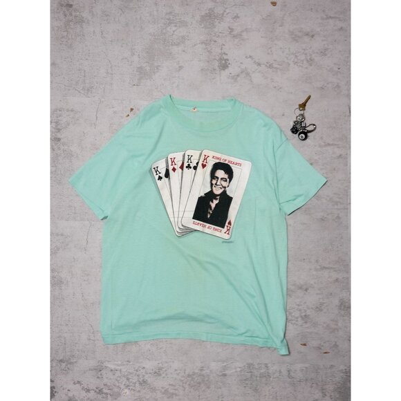 Vintage 80s Elvis Presley King of Hearts Single Stitch T - Picture 1 of 2